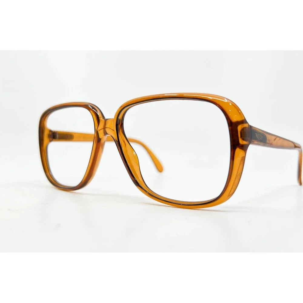 Flight Lite Plastics Eyeglass Frames Mens Amber Vintage Aviator Square 55-17-135